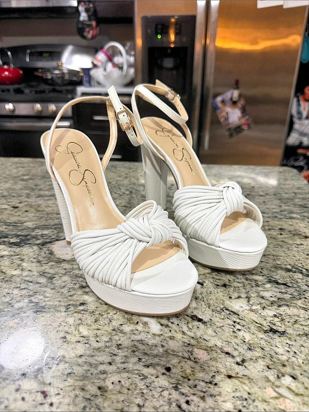 Jessica Simpson Itzari Ankle Strap Platform Sandal White